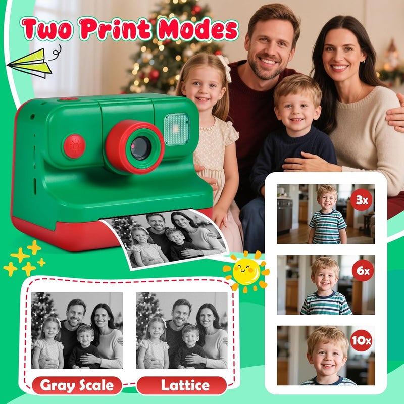 Elecoutek Kids Instant Print Camera with Carrying Bag, 1080P HD Girl Camera with 4 Print Paper Rolls, Color Pens & 32GB Card, Christmas Birthday Gifts Kids Girl Toys for 3-12 Years Old (Pink) - Image 4